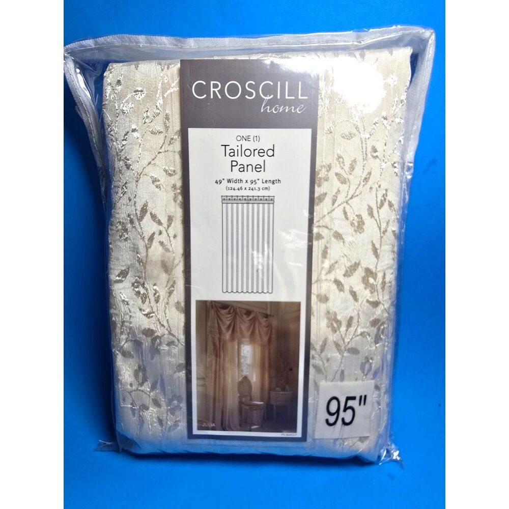 Croscill Home Julia Ivory Floral Jacquard Curtain Panel 49x95 One Tailored 95"